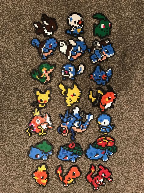 Make sure the pieces are securely ironed together before you start popping pieces together. . Pokemon fuse beads